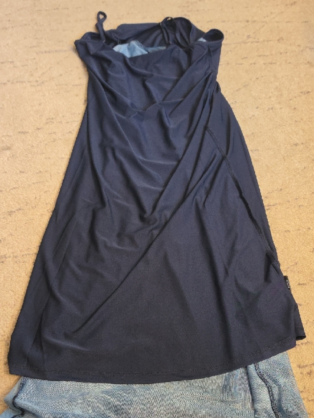 Frye Mainline Women's Ensign Blue Combo Sheer Sleeve Mesh Midi Dress, S, NWT - Picture 13 of 14